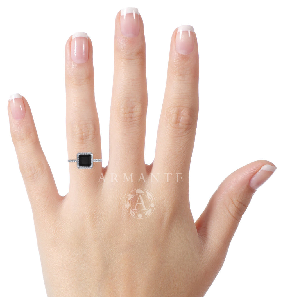 Princess Cut Black Diamond Engagement Ring