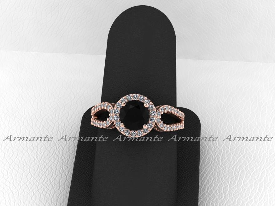 14K Rose Gold Black And White Diamond Wedding Ring