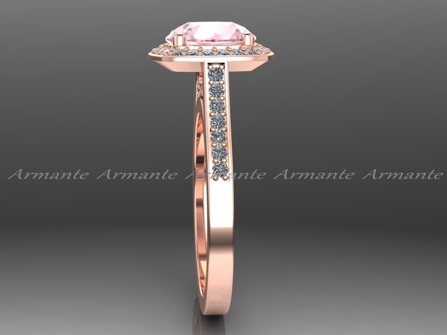 Morganite & Diamond Rose Gold Vintage Style Ring