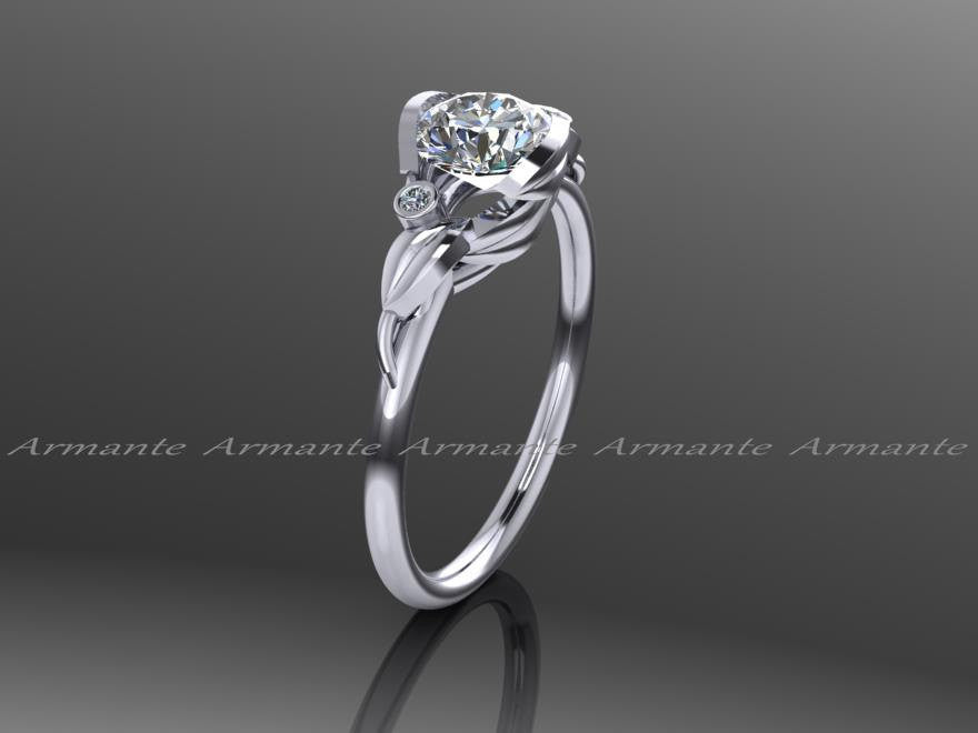 White Sapphire & Diamond Floral Engagement Ring