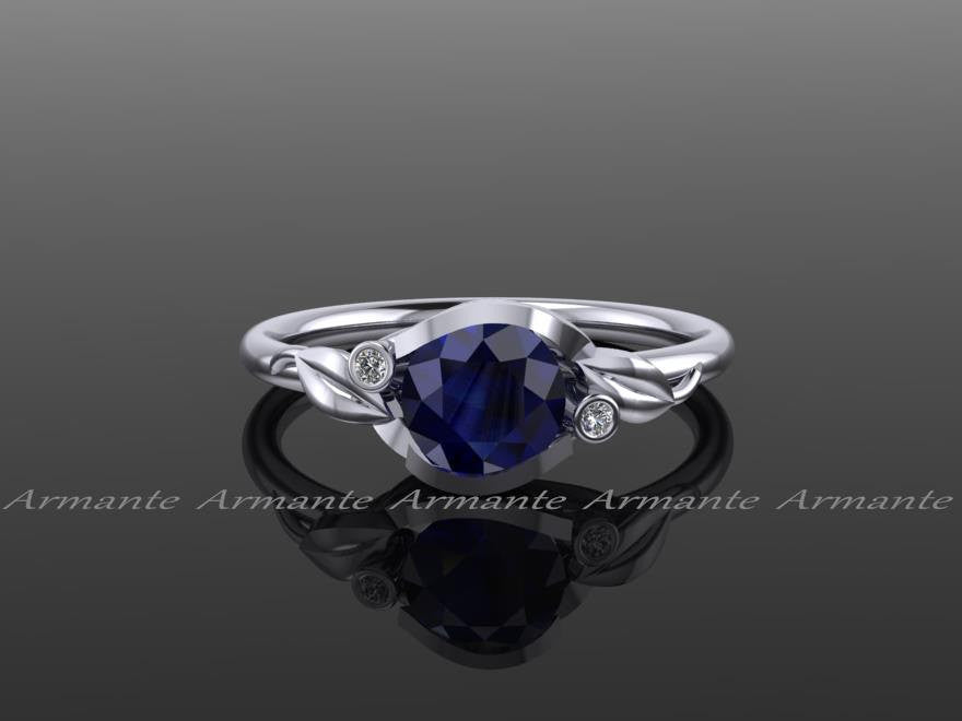 Floral Sapphire Engagement Ring