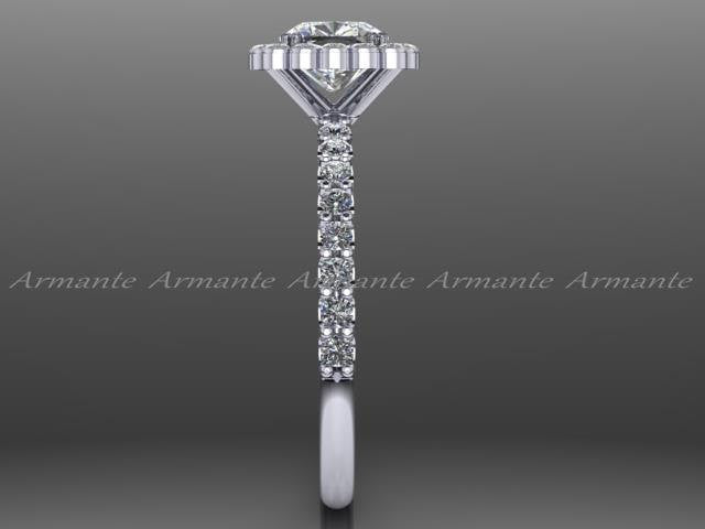 14K White Gold Halo Engagement Ring