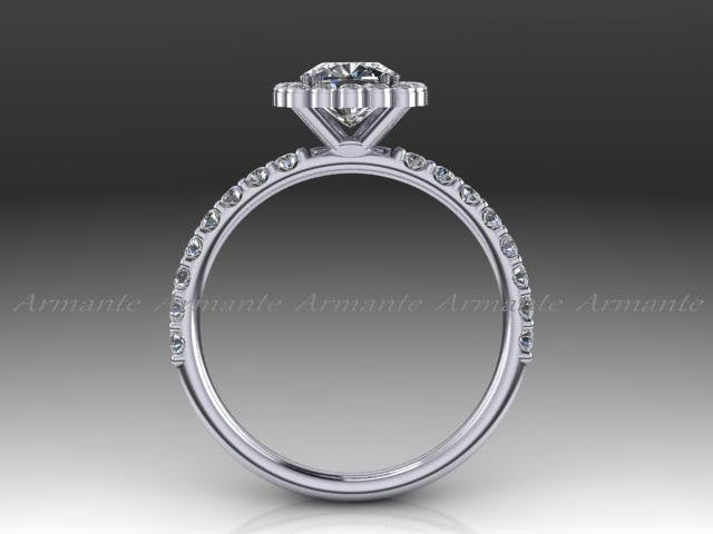 14K White Gold Halo Engagement Ring