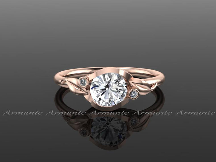 Floral Wedding Ring, White Sapphire, Diamond Engagement Ring