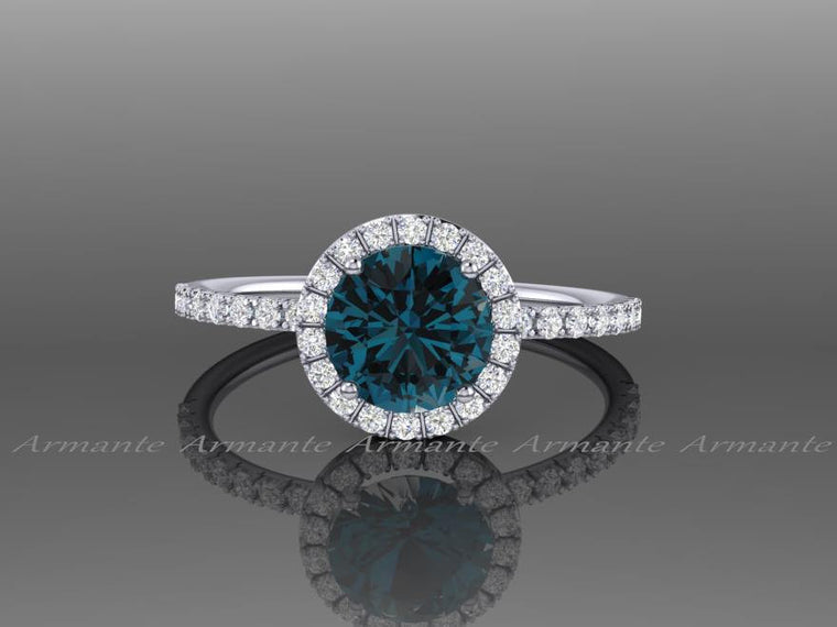 London Blue Topaz And White Sapphire White Gold Wedding Ring