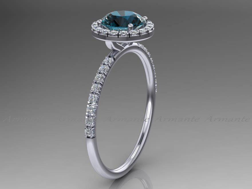 London Blue Topaz And White Sapphire White Gold Wedding Ring