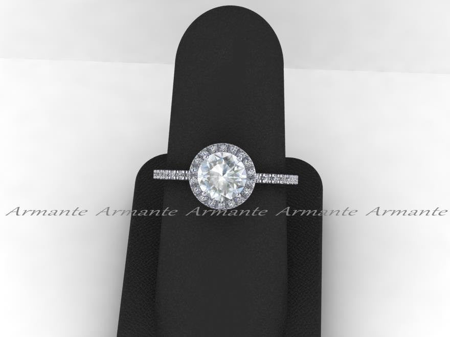 White Topaz And White Sapphire White Gold Halo Wedding Ring