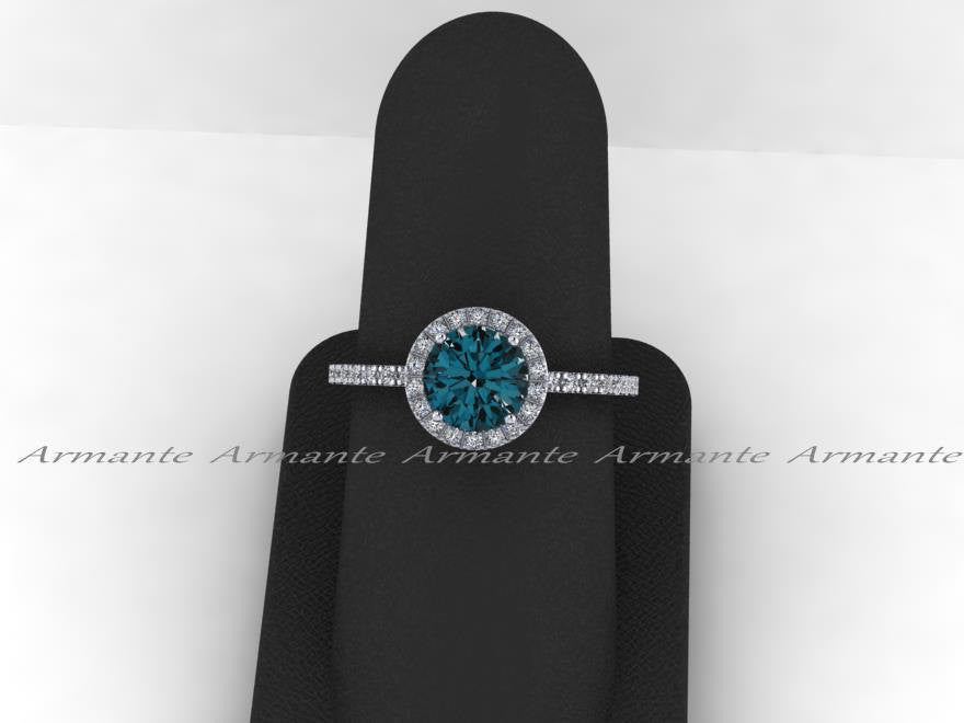 London Blue Topaz And White Sapphire White Gold Wedding Ring