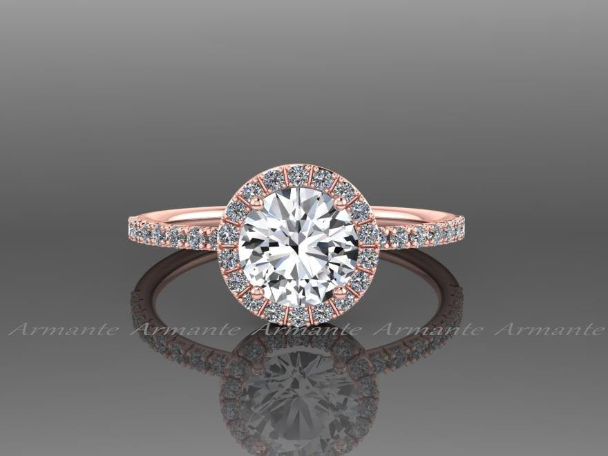 Rose Gold White Sapphire Engagement Ring