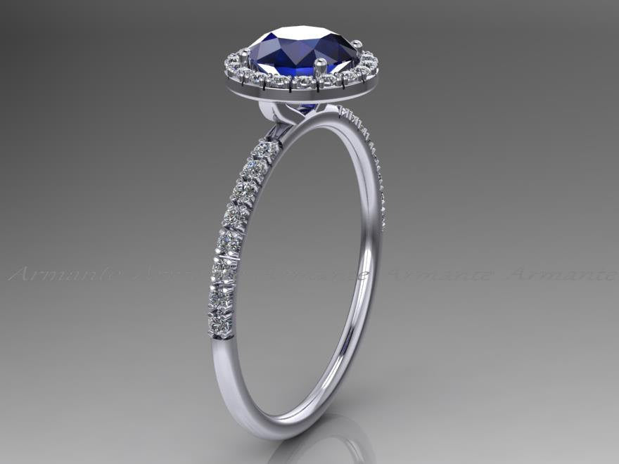 Lab Grown Blue Sapphire Engagement Ring, Diamond Free Ring