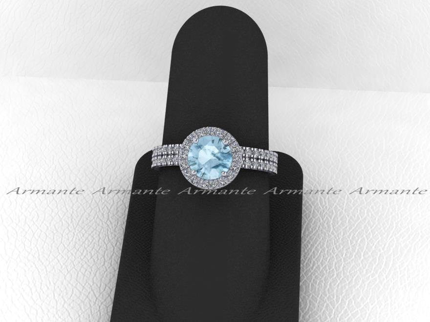 Aquamarine and Diamond Engagement Set