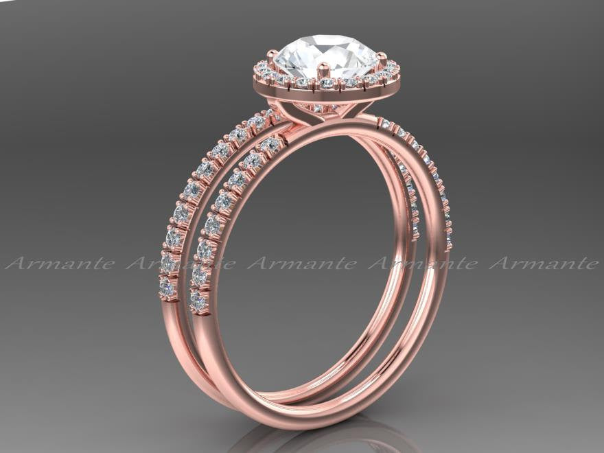 Diamond Alternative Engagement Set, 14K Rose Gold