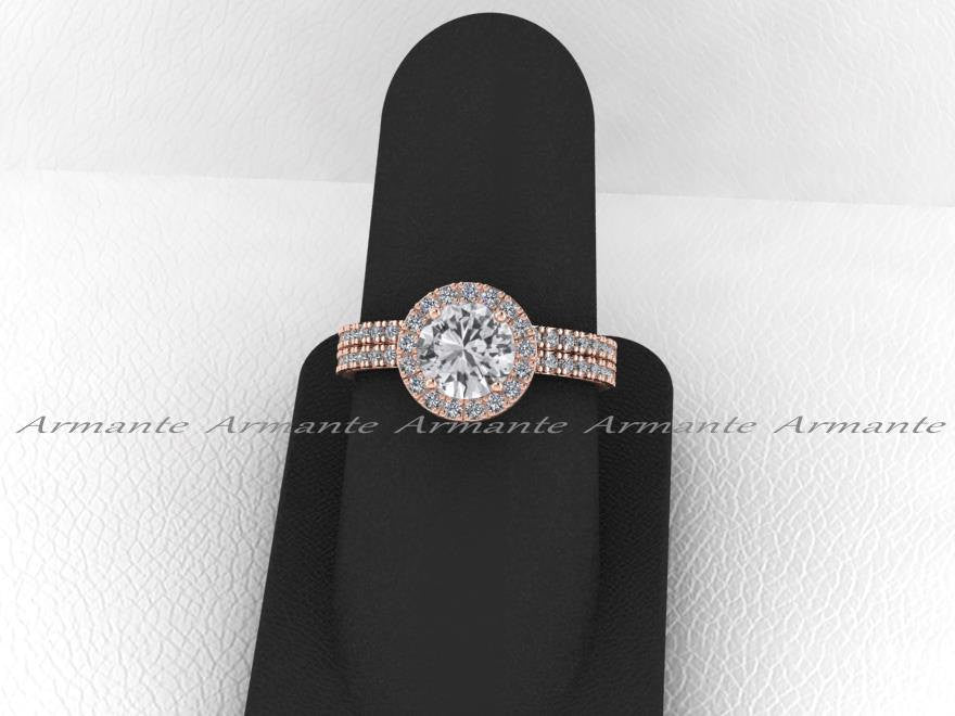 Rose Gold White Sapphire Engagement Set, Diamond Free