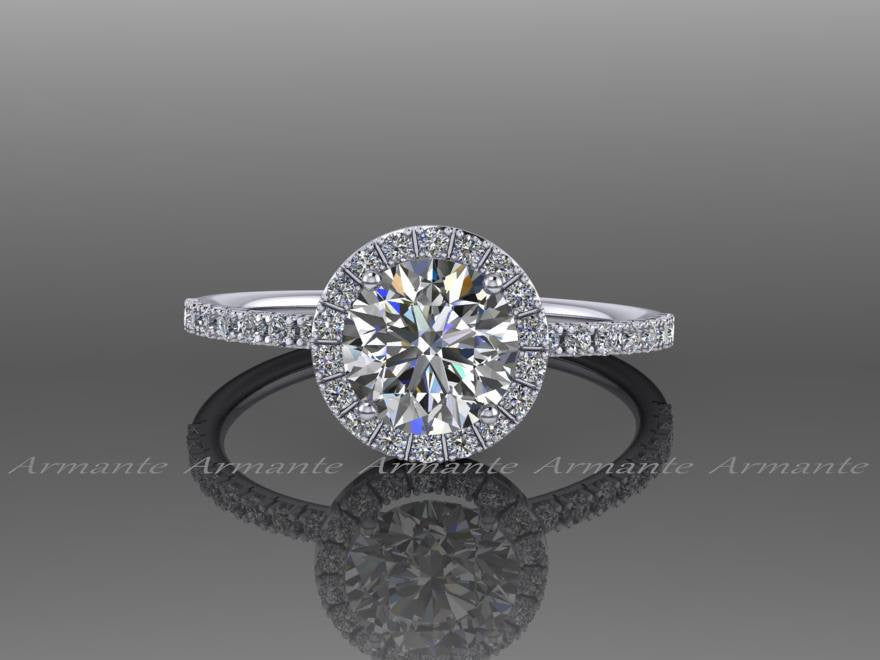 Diamond Free Moissanite And White Sapphire Halo Engagement Ring