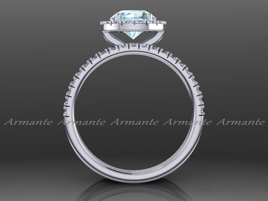Aquamarine and Diamond Engagement Set