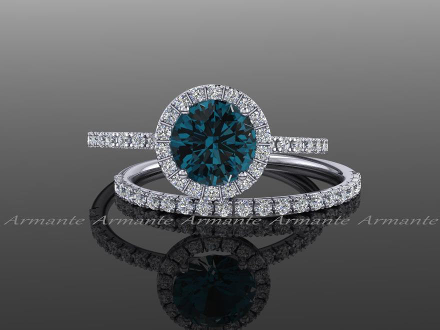 Natural Sky Blue Topaz Oval Halo Engagement Ring – Archariel