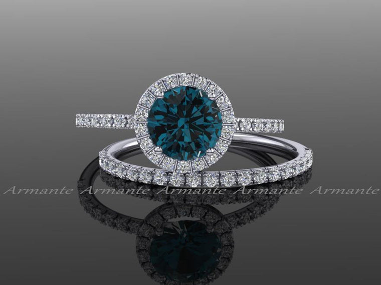 Diamond Free London Blue Topaz Engagement Ring Set