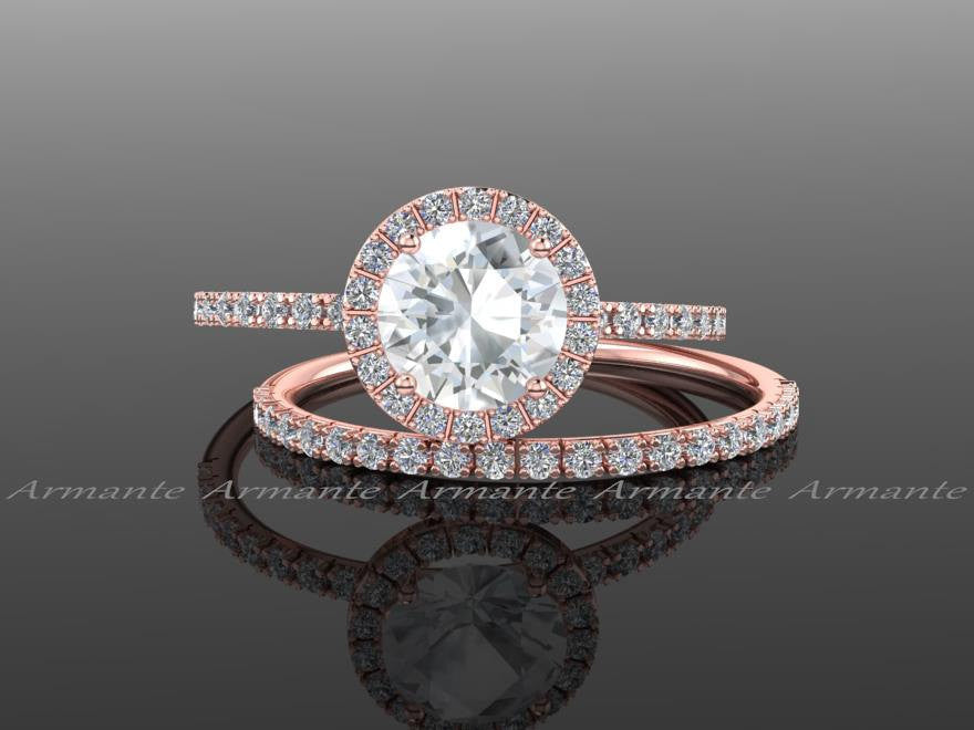 Diamond Alternative Engagement Set, 14K Rose Gold