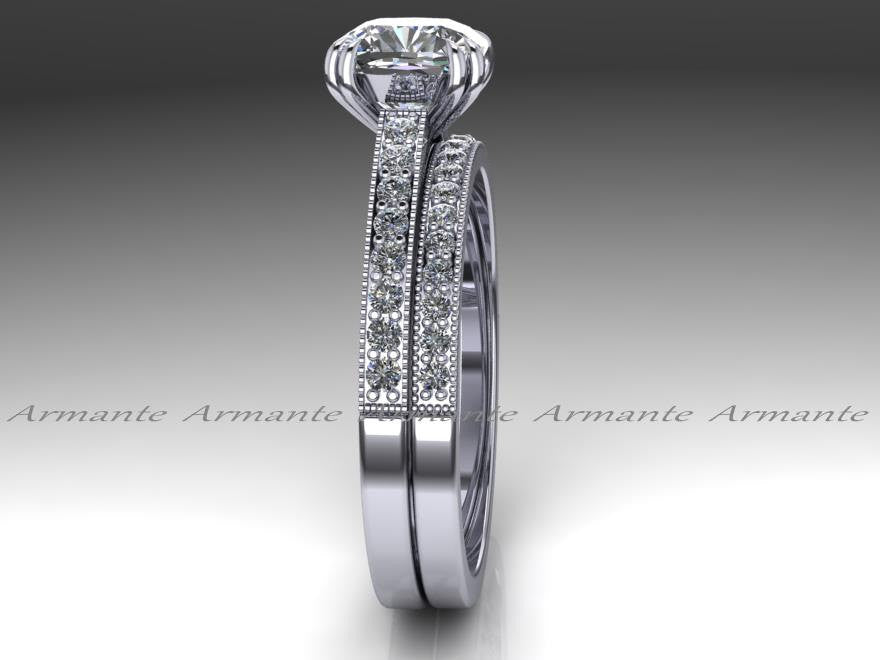 White Gold Moissanite & Diamond Rings Set