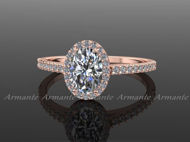 Rose Gold Forever One Oval Moissanite & Diamond Wedding Ring