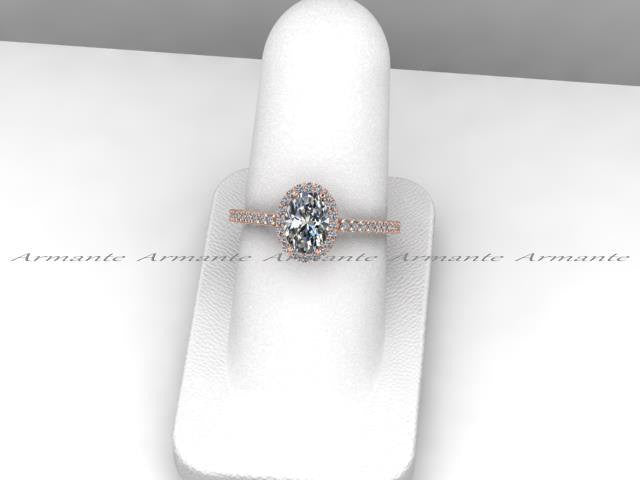 Rose Gold Forever One Oval Moissanite & Diamond Wedding Ring