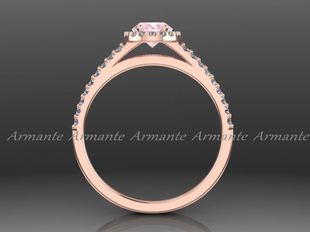 Halo Oval Morganite & Diamond Engagement Ring