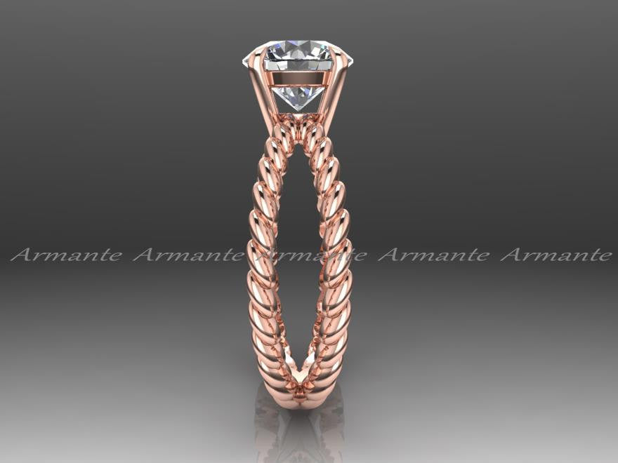 Forever One Round Moissanite Solitaire Ring, 14K Rose Gold