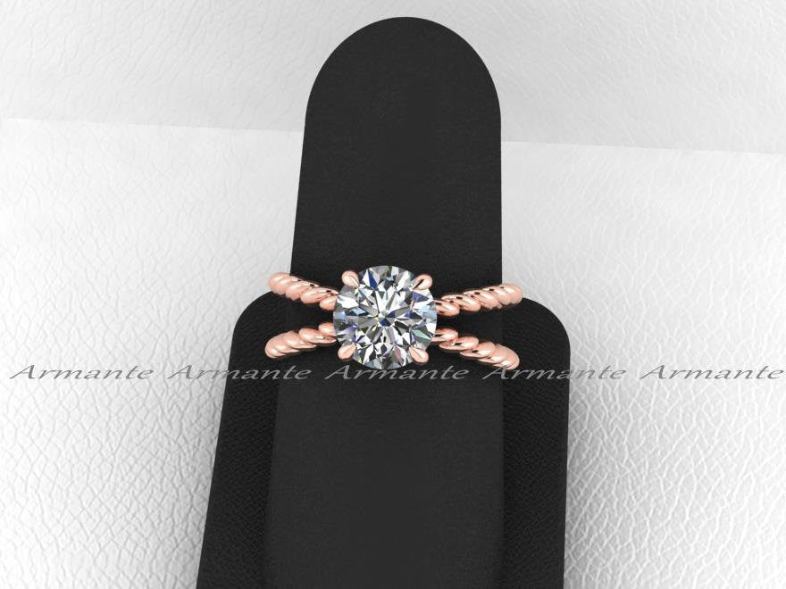 Forever One Round Moissanite Solitaire Ring, 14K Rose Gold