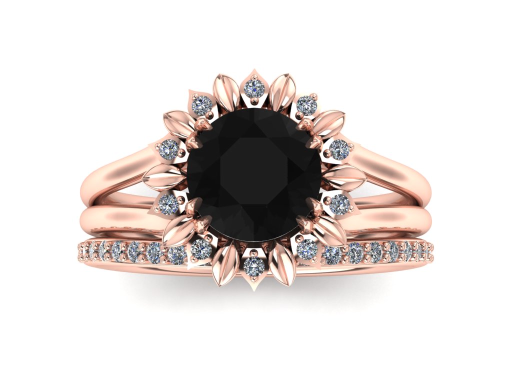 Sunflower Wedding Ring Set