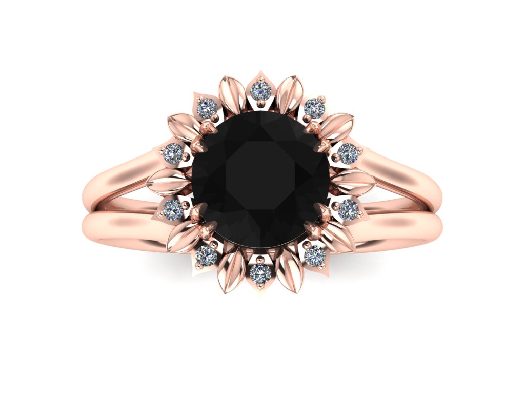 Sunflower Wedding Ring Set